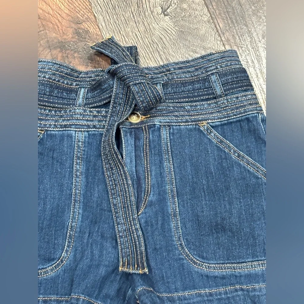 Anthropology Pilcro and the Letterpress Blue Jean Shorts with Paper Bag Waist